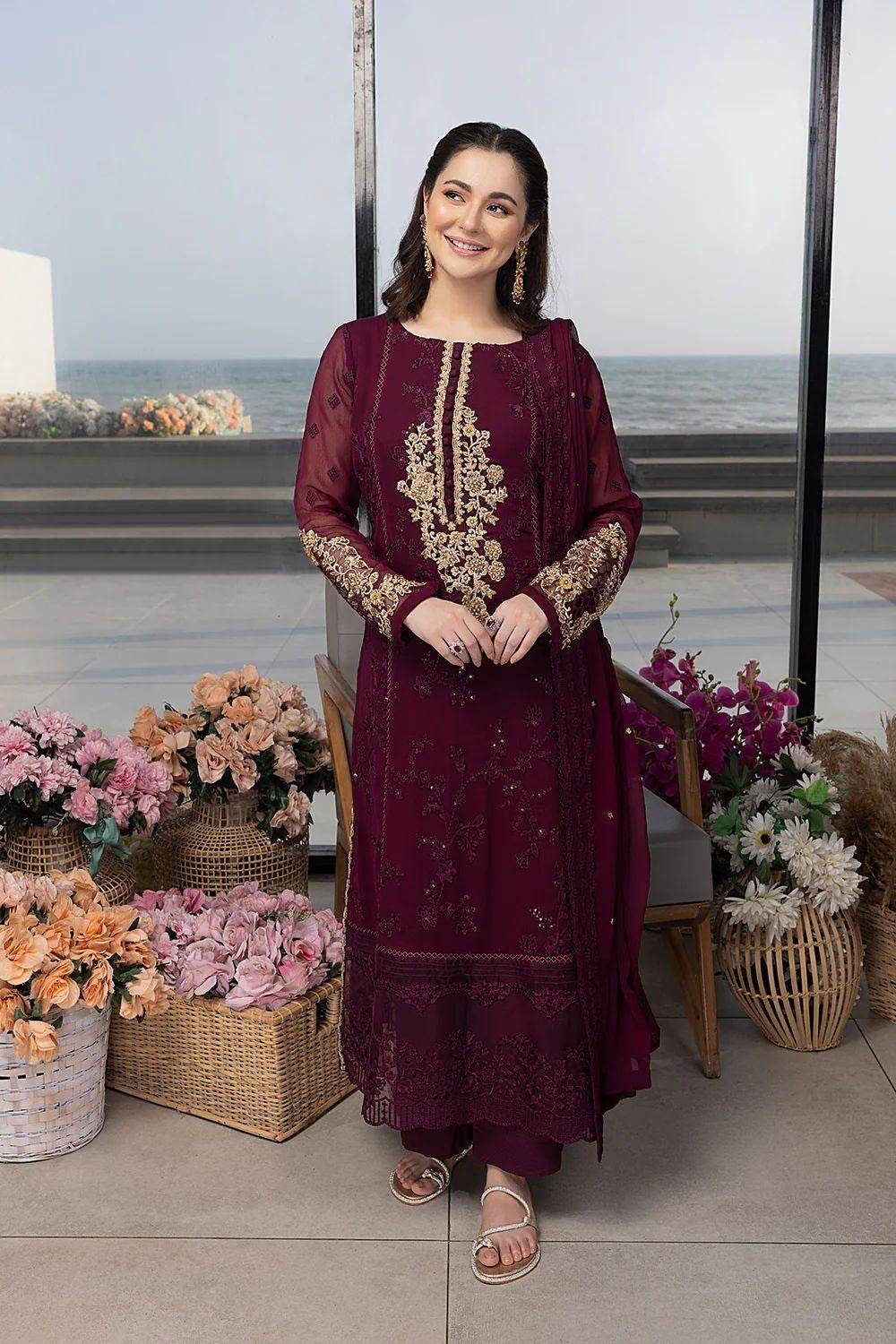 Azure Embroidered Suits Unstitched 3 Piece AS-106 Carnelian - Luxury Collection