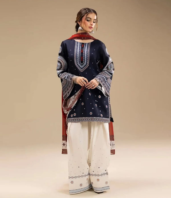 JAZMIN - Winter 3PC Premium Air-Jet Dhanak Embroidered Suit (cv)