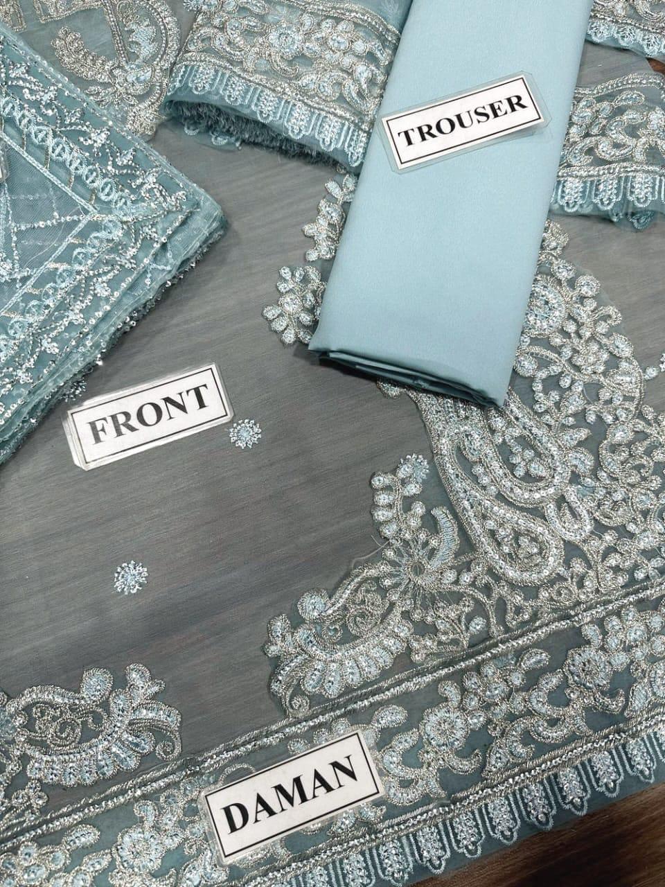 Chiffon Embroidered 3 Piece Unstitched Suit AJJMC-D20-23 -Party Wear