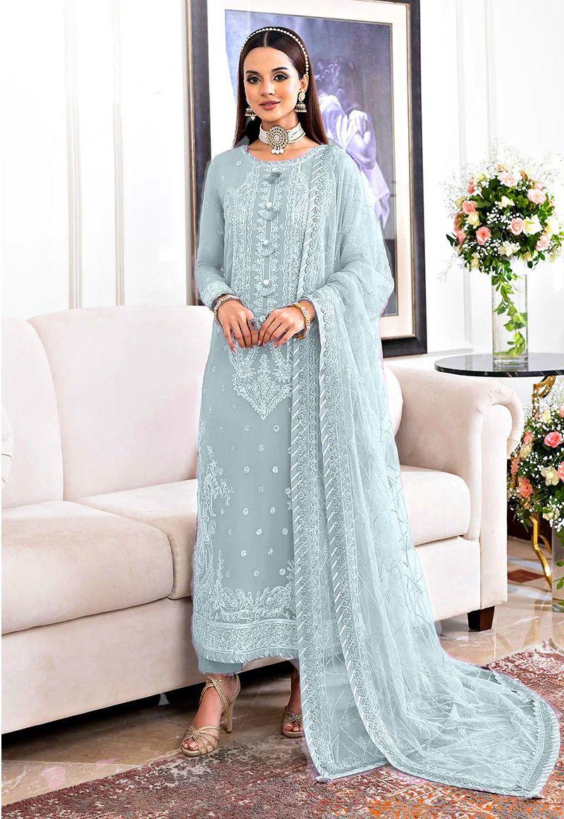 Chiffon Embroidered 3 Piece Unstitched Suit AJJMC-D20-23 -Party Wear