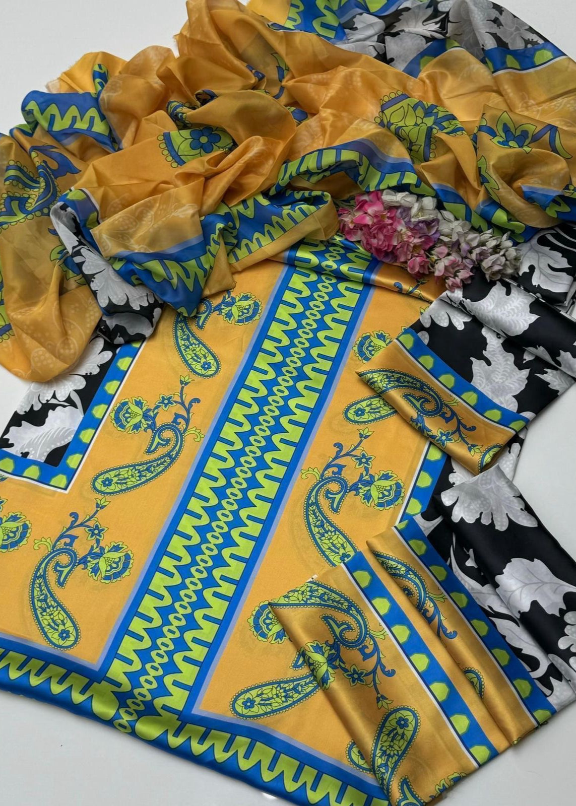 DIGITAL PRINT 3PC SILK UNSTITCHED SUIT 27