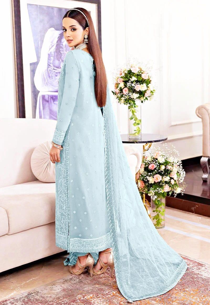 Chiffon Embroidered 3 Piece Unstitched Suit AJJMC-D20-23 -Party Wear