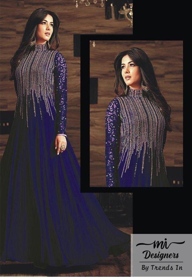 INDIAN MAXI CHIFFON EMBROIDERED UNSTICHED 3PC