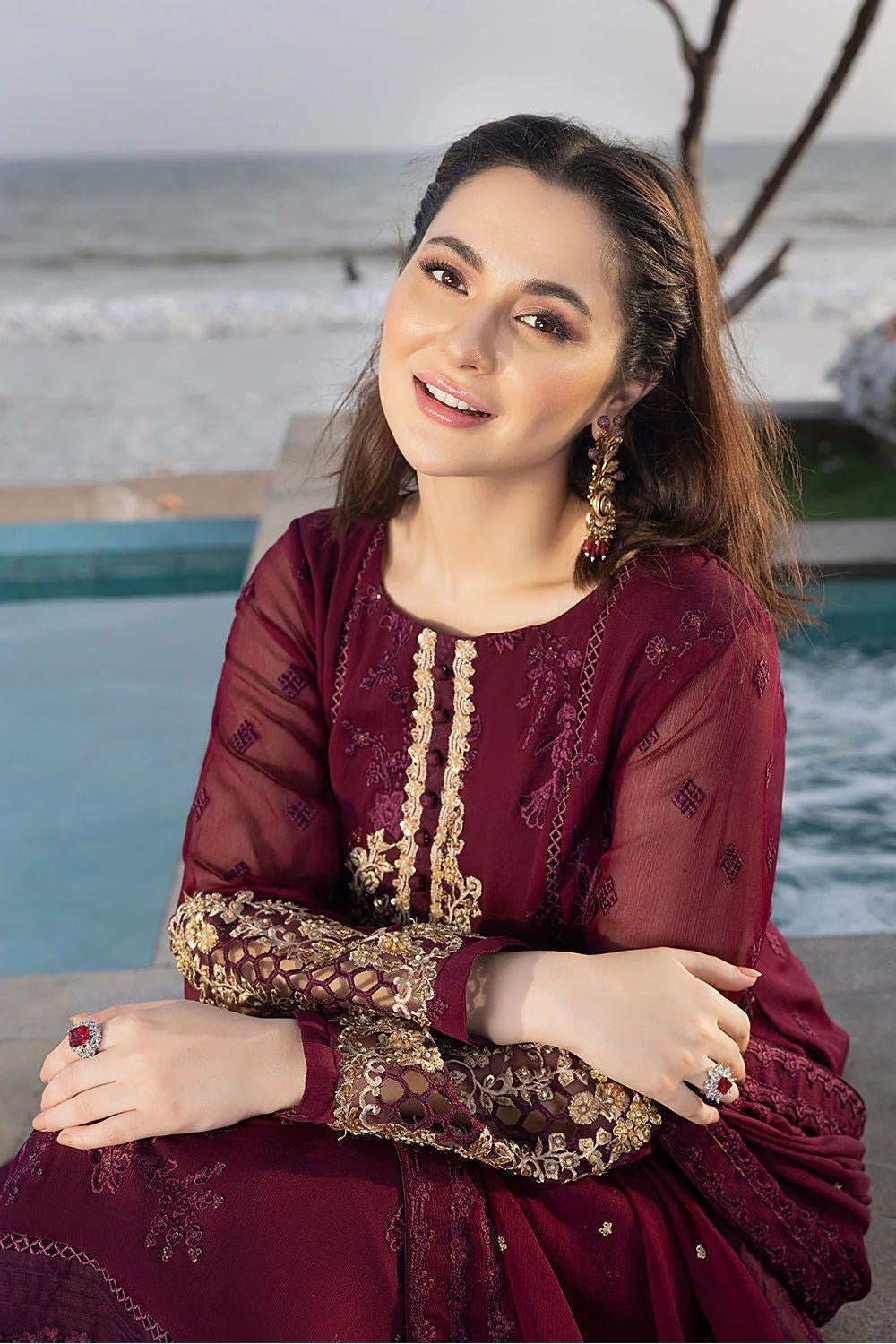 Azure Embroidered Suits Unstitched 3 Piece AS-106 Carnelian - Luxury Collection