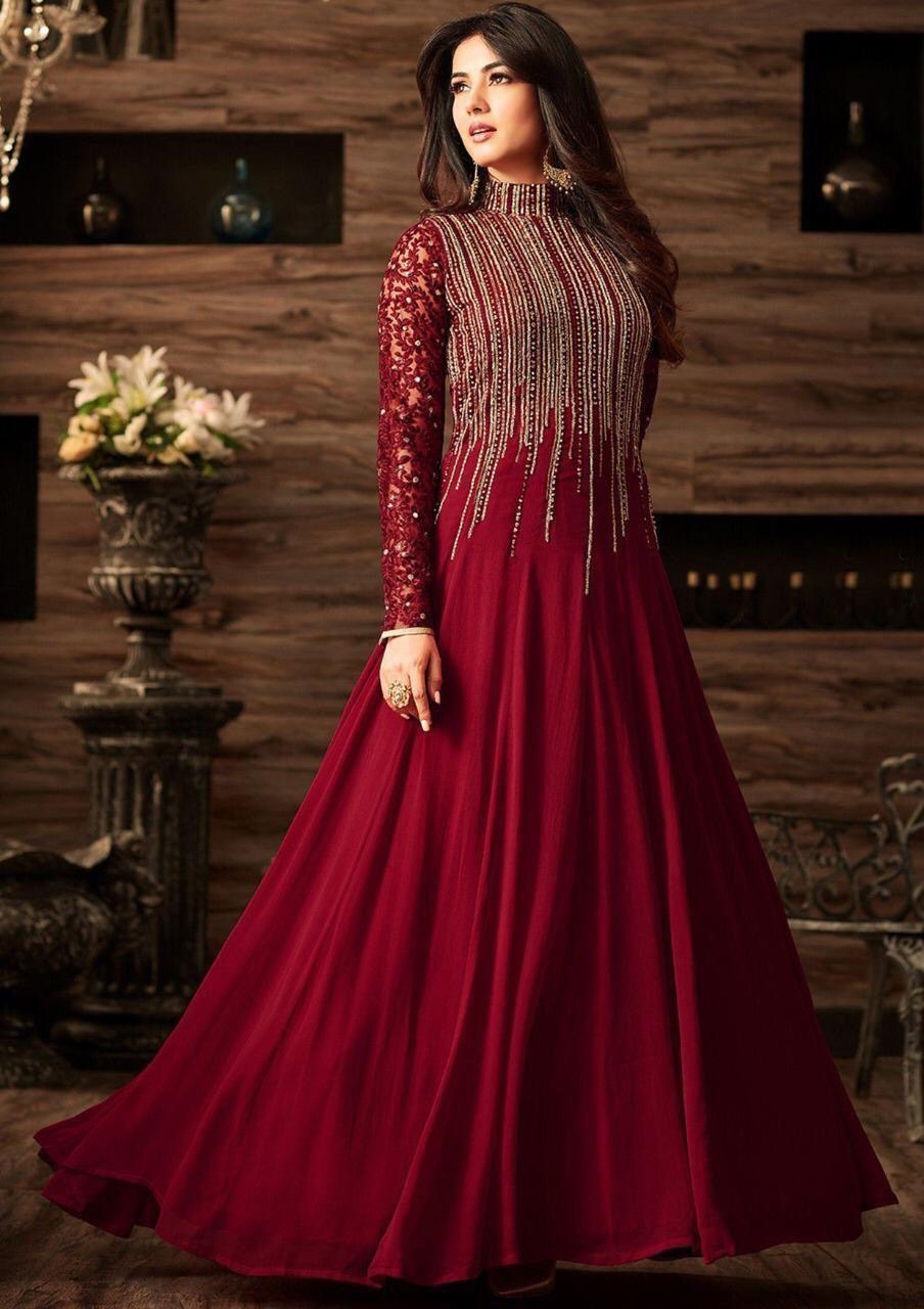 INDIAN MAXI CHIFFON EMBROIDERED UNSTICHED 3PC