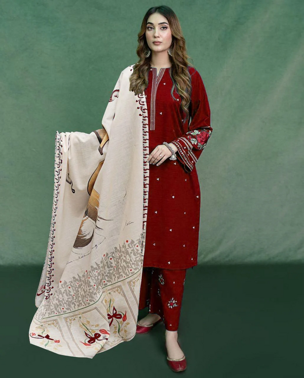AISLING - Winter 3PC Premium Air-Jet Dhanak Embroidered Suit