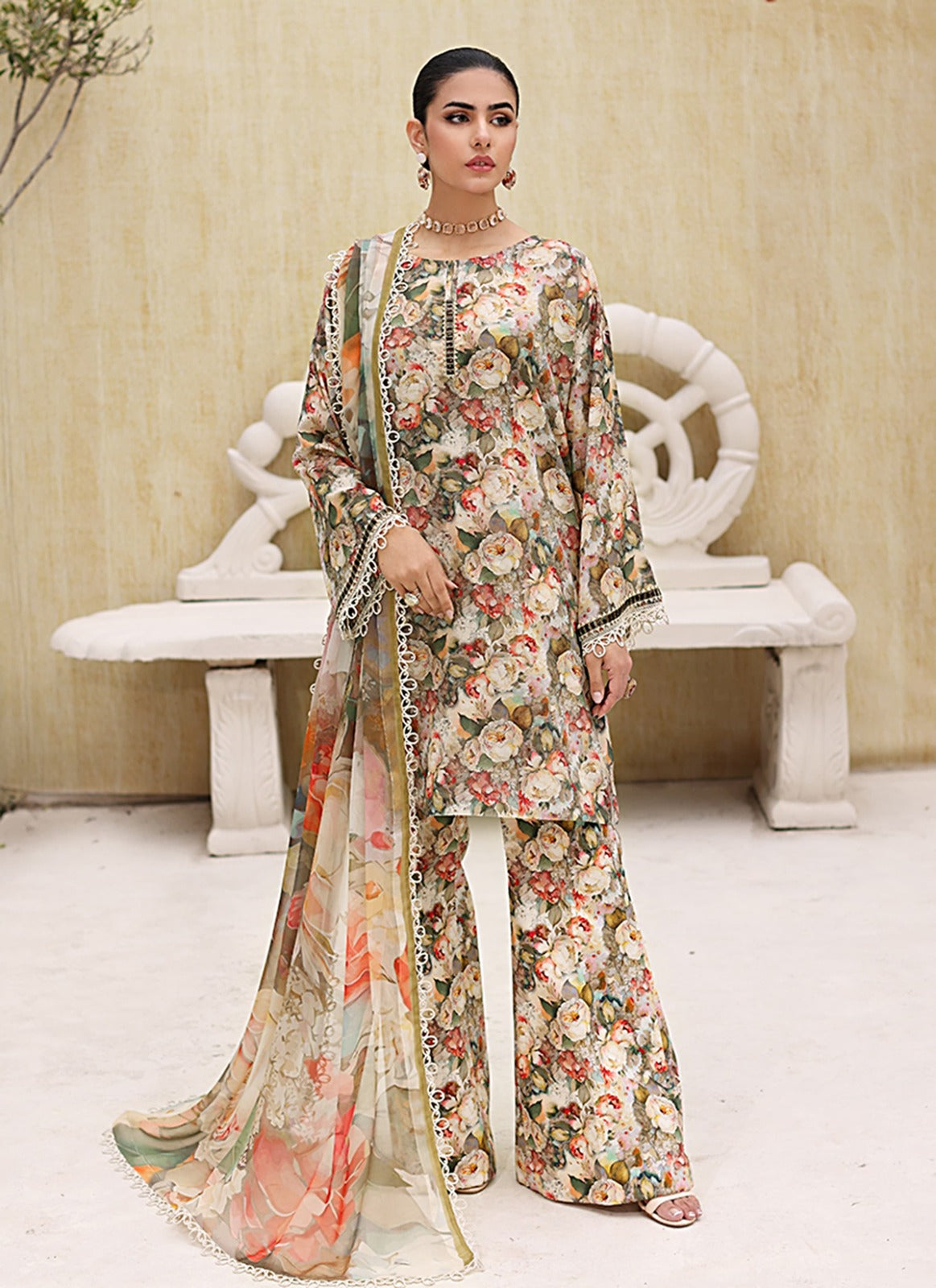 Bareeze Linen Allover 3 Piece
