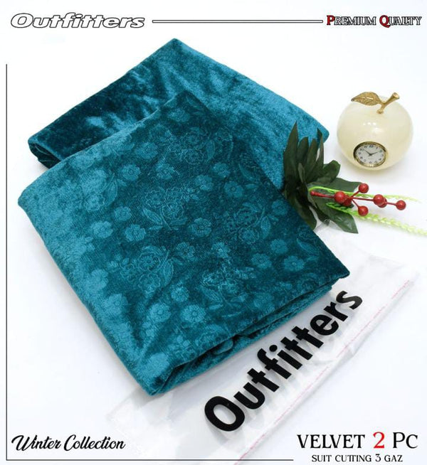 Korean Self-Print Unstitched Winter Velvet 2pc Suit Collection