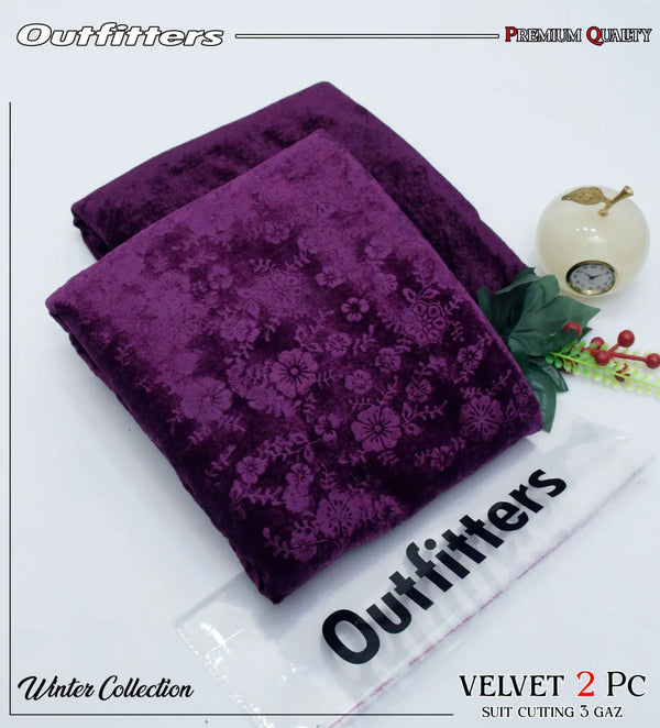 Korean Self-Print Unstitched Winter Velvet 2pc Suit Collection
