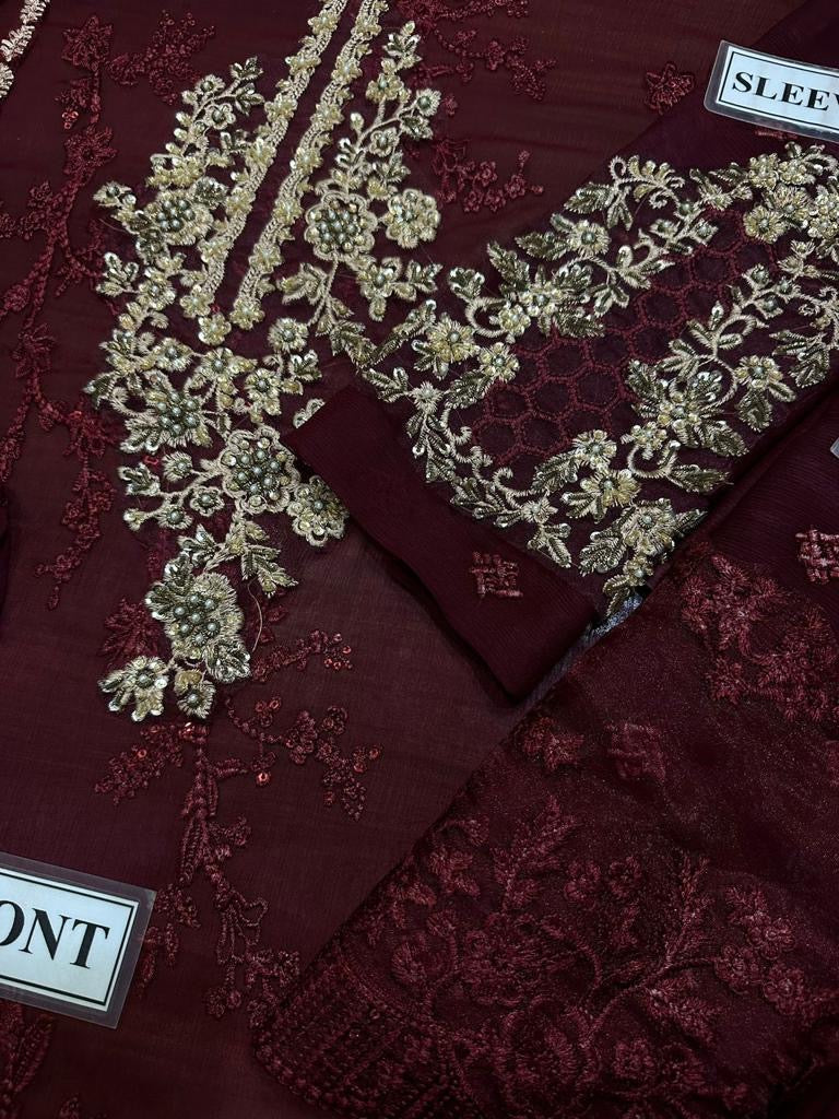 Azure Embroidered Suits Unstitched 3 Piece AS-106 Carnelian - Luxury Collection