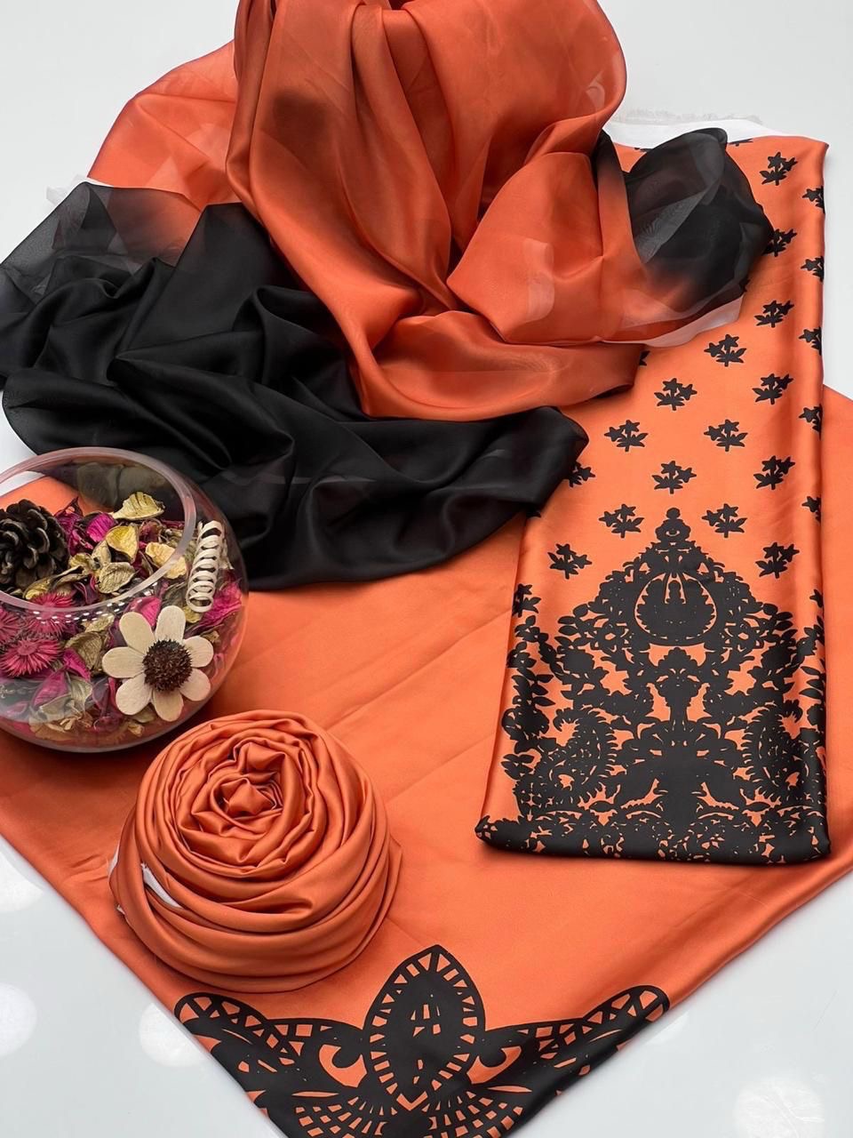 DIGITAL PRINT 3PC SILK UNSTITCHED SUIT 05