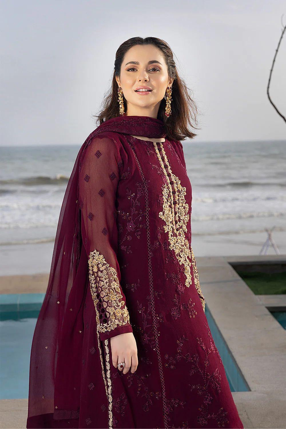 Azure Embroidered Suits Unstitched 3 Piece AS-106 Carnelian - Luxury Collection