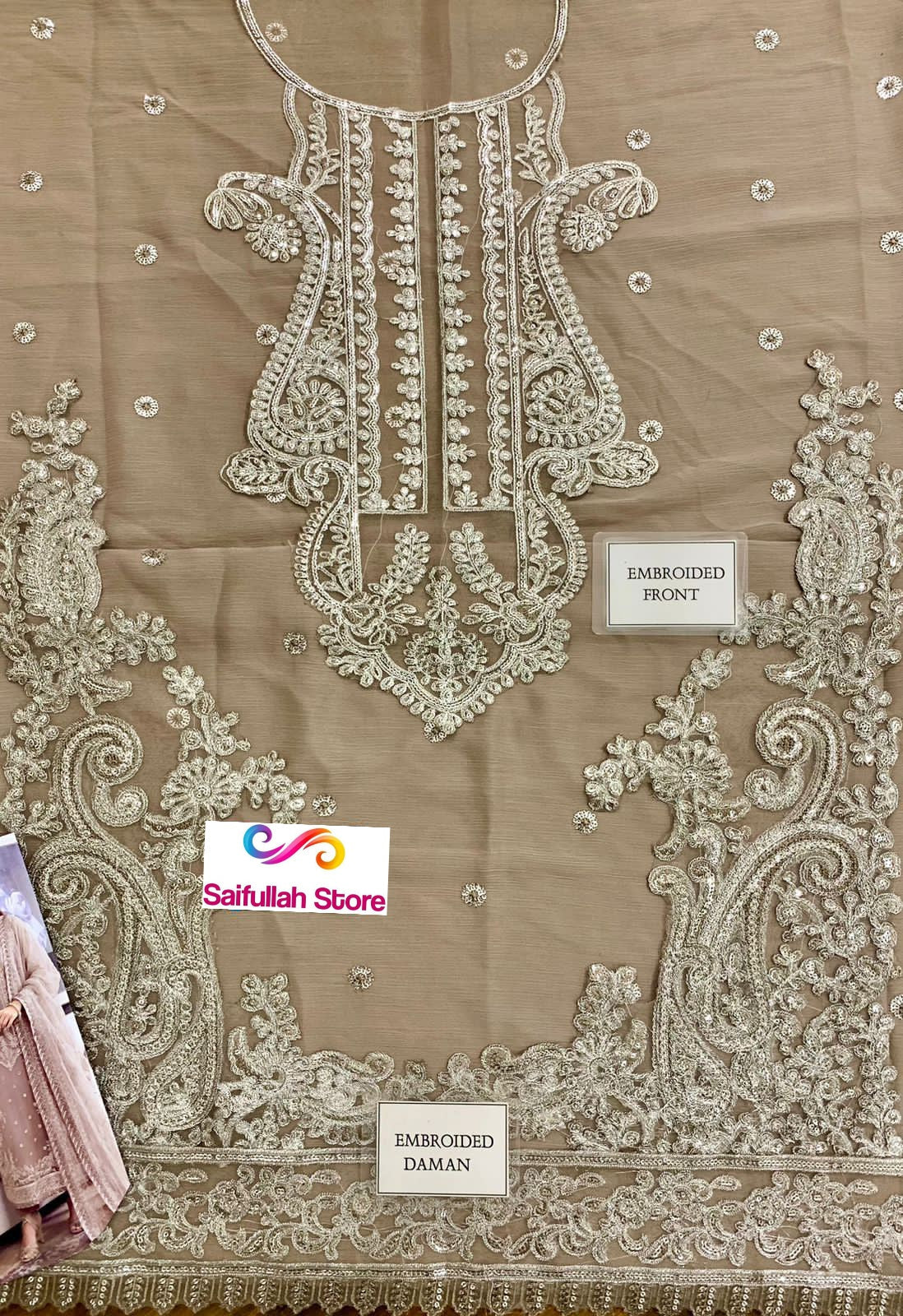 Chiffon Embroidered 3 Piece Unstitched Suit AJJMC-D20-23 -Party Wear