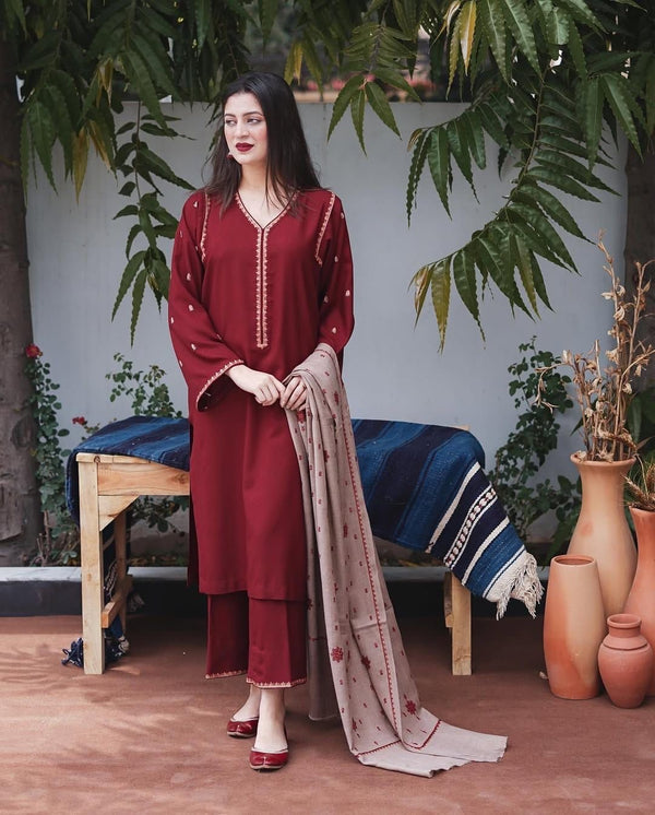 AISLING - Winter 3PC Premium Air-Jet Dhanak Embroidered Suit