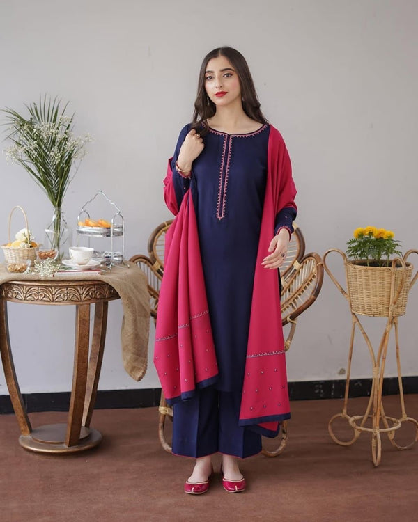 AISLING - Winter 3PC Premium Air-Jet Dhanak Embroidered Suit