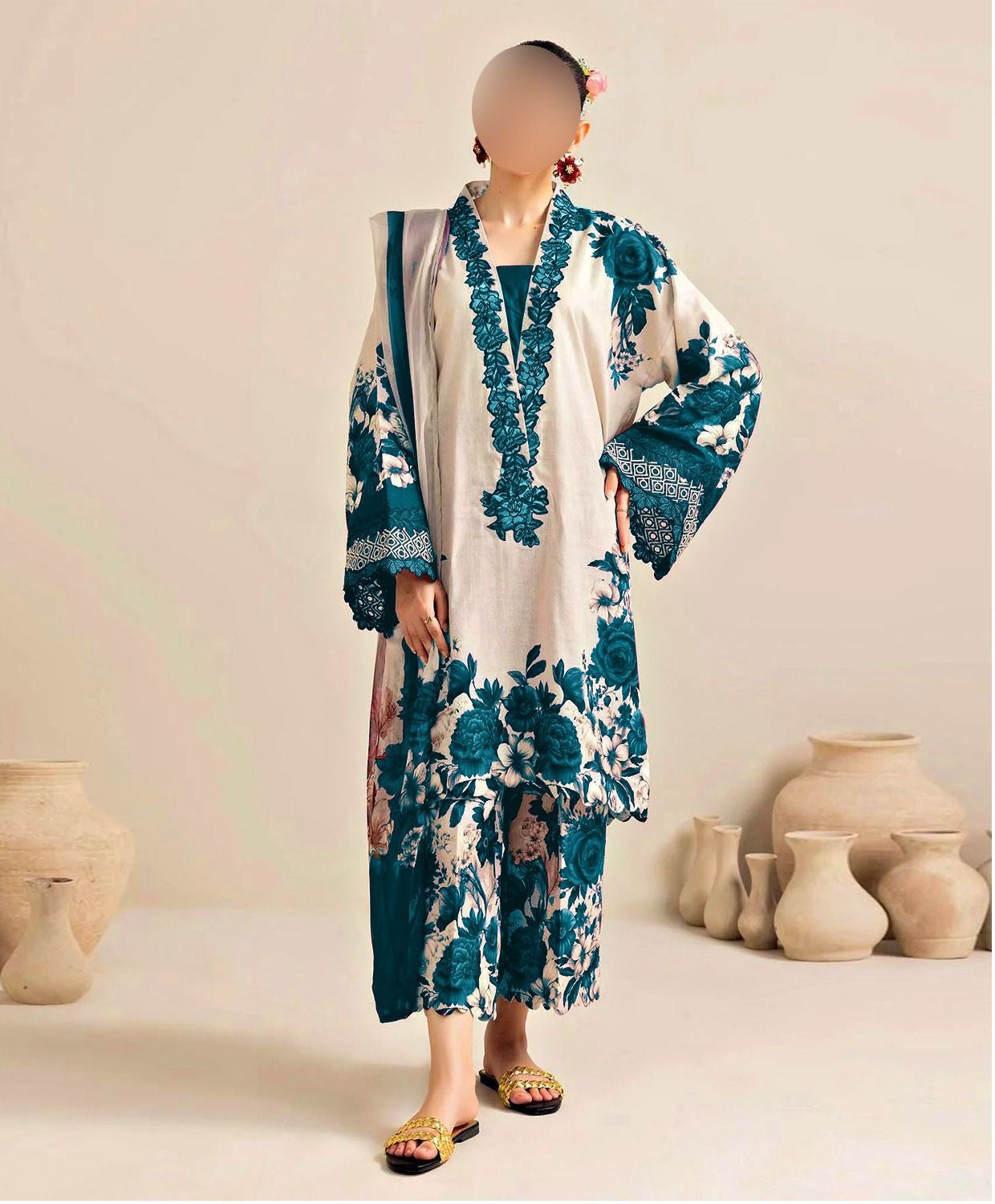 DIGITAL PRINT 3PC SILK UNSTITCHED SUIT 16