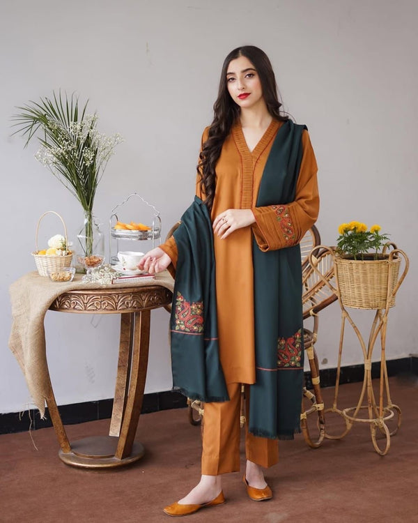 AISLING - Winter 3PC Premium Air-Jet Dhanak Embroidered Suit