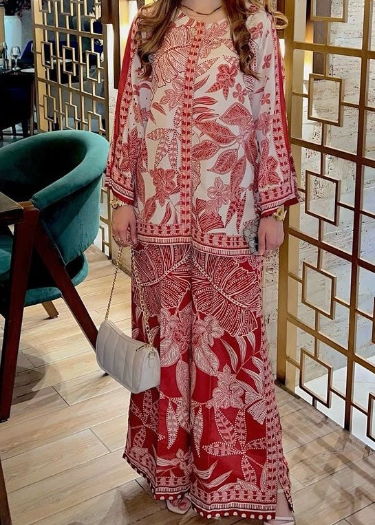 DIGITAL PRINT 3PC SILK UNSTITCHED SUIT 07