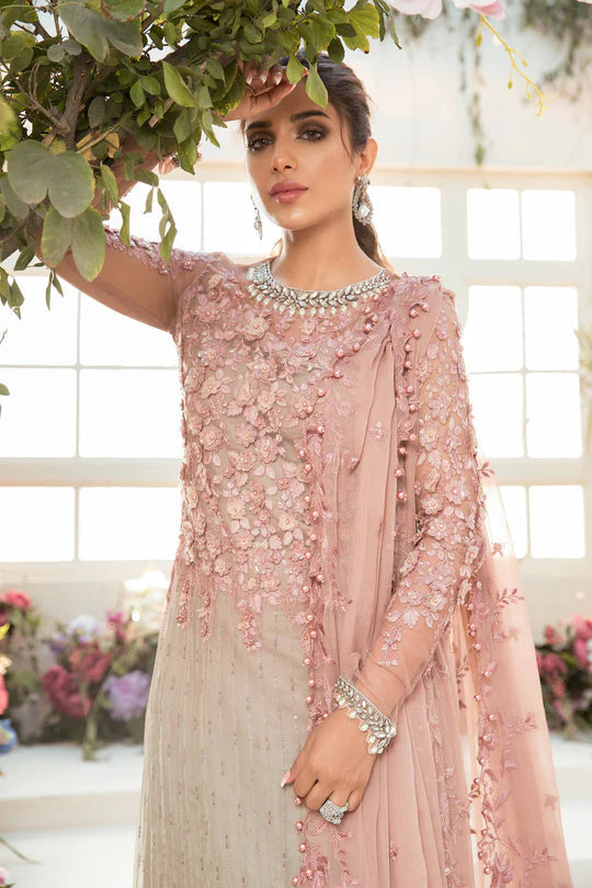 MARIA.B EMBROIDERED - Coffee and Ash Pink (BD-2101) - SFC