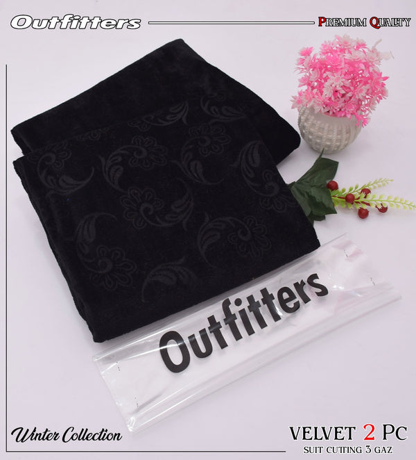 Korean Self-Print Unstitched Winter Velvet 2pc