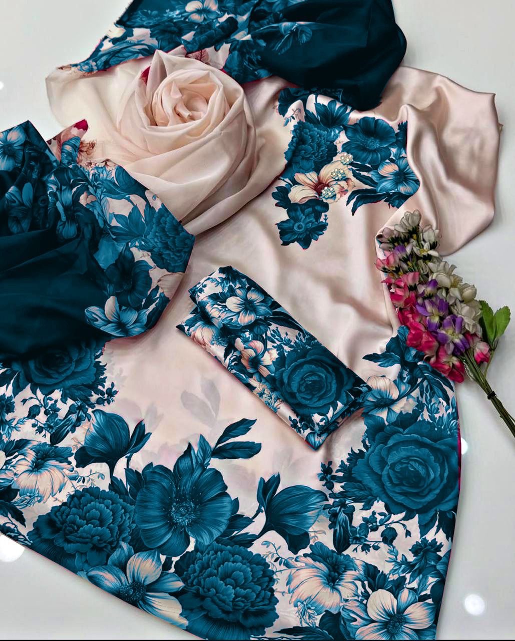 DIGITAL PRINT 3PC SILK UNSTITCHED SUIT 16