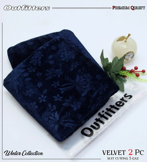 Korean Self-Print Unstitched Winter Velvet 2pc Suit Collection