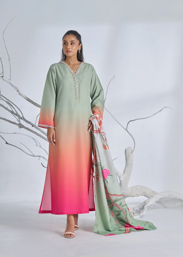 DIGITAL PRINT 3PC SILK UNSTITCHED SUIT 23