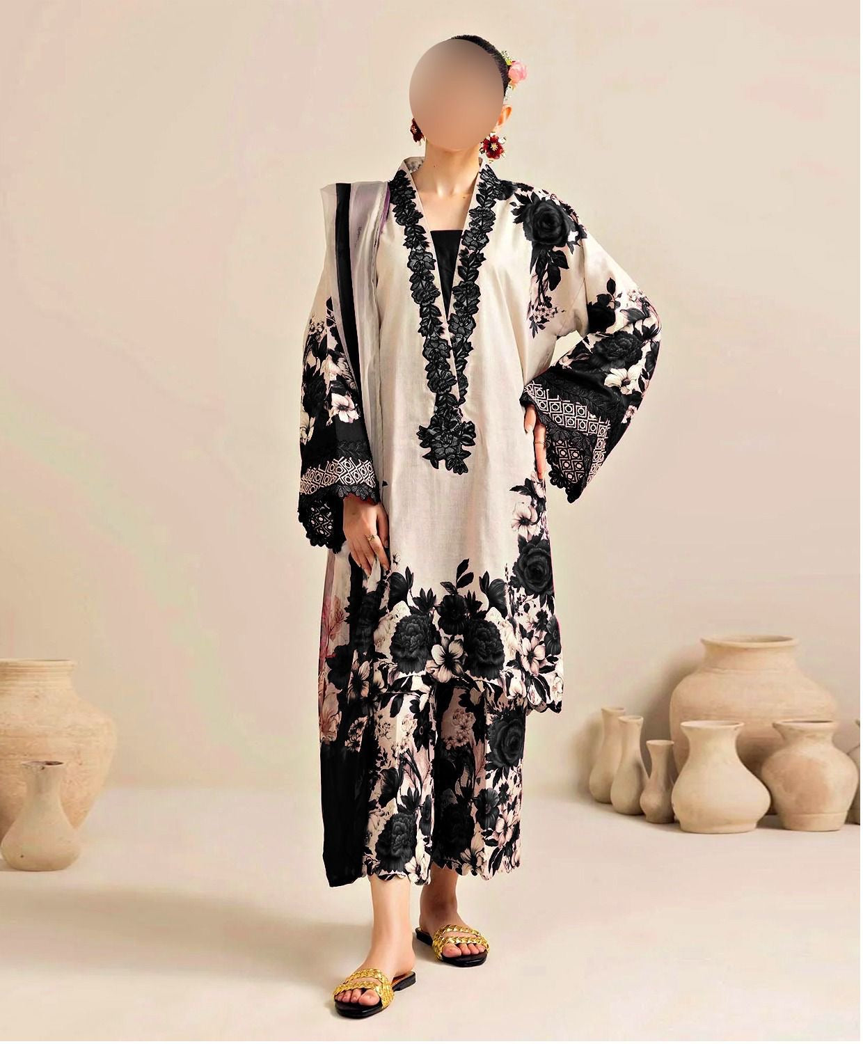 DIGITAL PRINT 3PC SILK UNSTITCHED SUIT 17