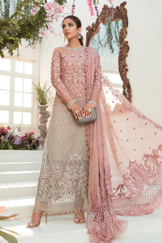 MARIA.B EMBROIDERED - Coffee and Ash Pink (BD-2101) - SFC