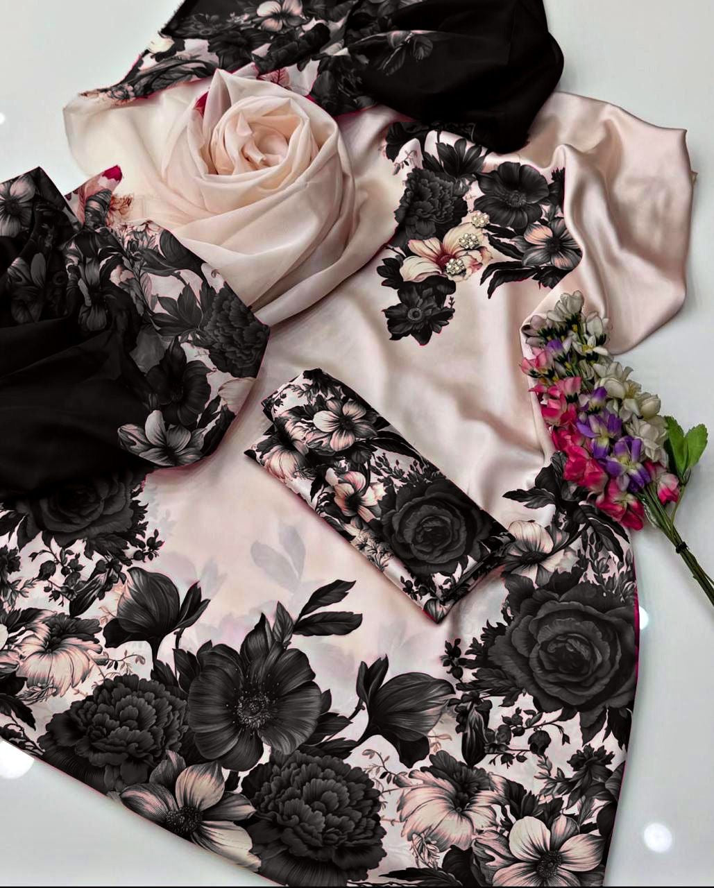 DIGITAL PRINT 3PC SILK UNSTITCHED SUIT 17