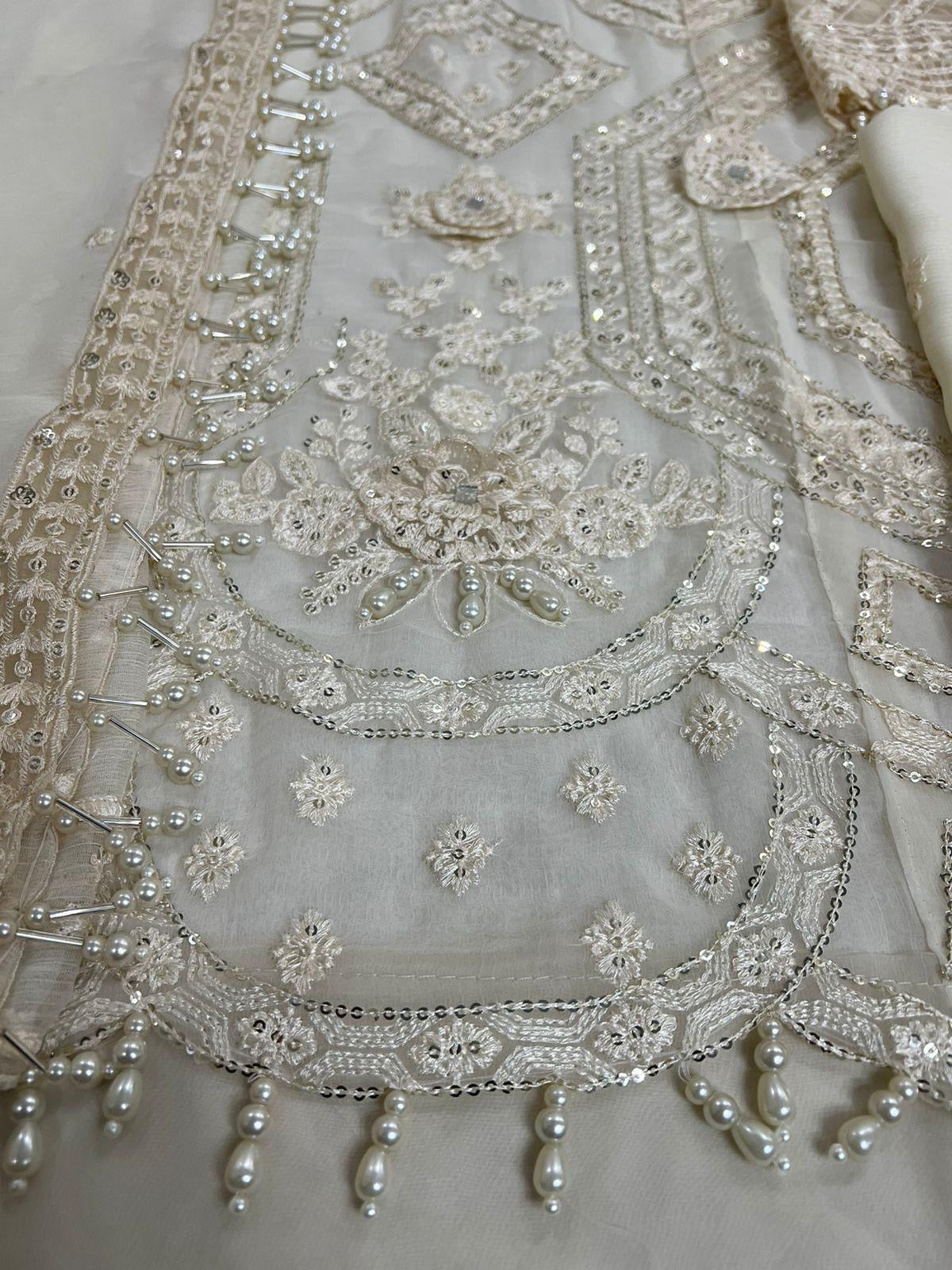 Maria B Luxury Formal Embroidered Chiffon 3 Piece Unstitched Suit MB24C D-04