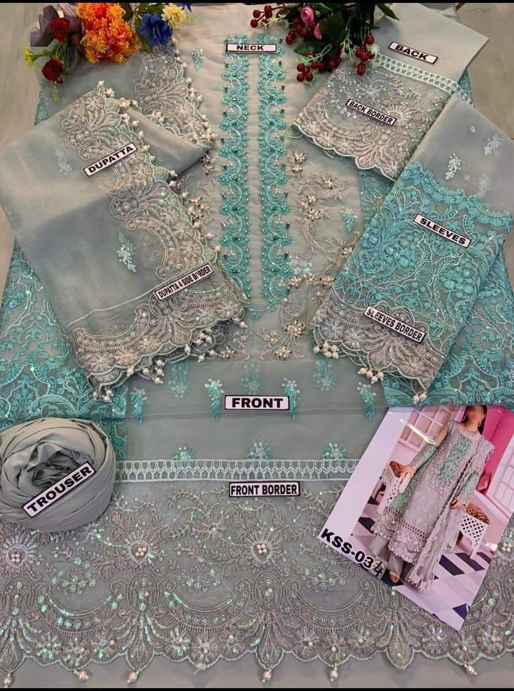 Elaaf Bridal Organza EF-201 3Pcs Embroidered Bridal Summer Organza Eid Collection 2025