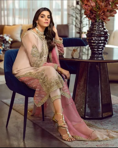 SARA ROHAIL PURE ORGANZA THREAD HANDWORK DRESS 2024