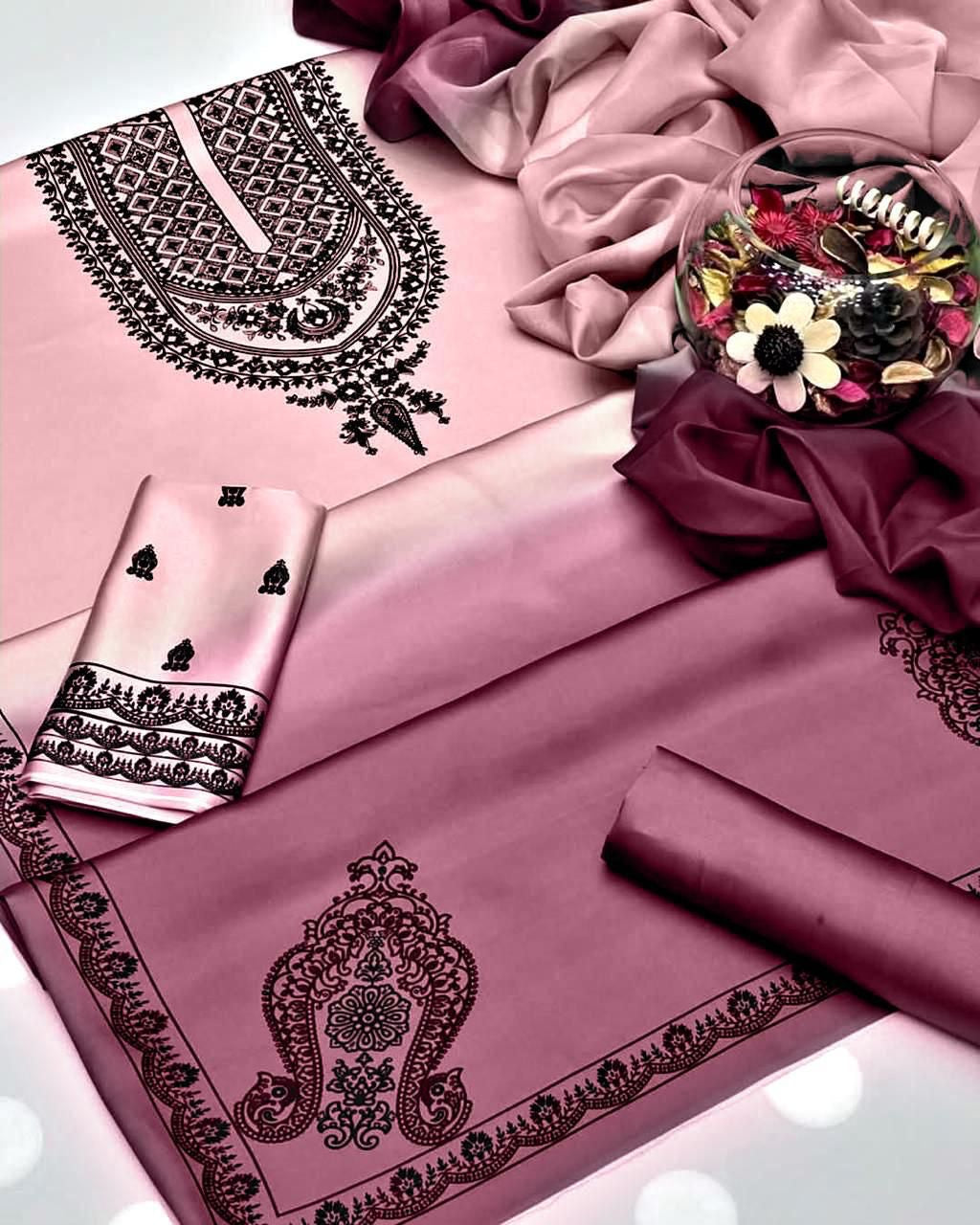 DIGITAL PRINT 3PC SILK UNSTITCHED SUIT 03
