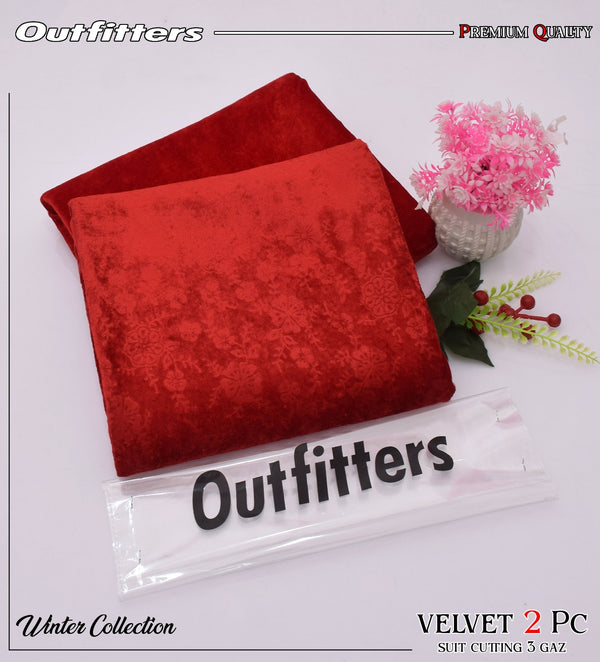 Korean Self-Print Unstitched Winter Velvet 2pc