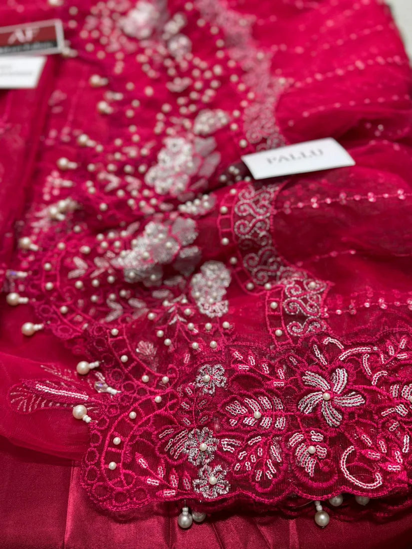 Maria B Pink Formal Saree Collection Net Replica